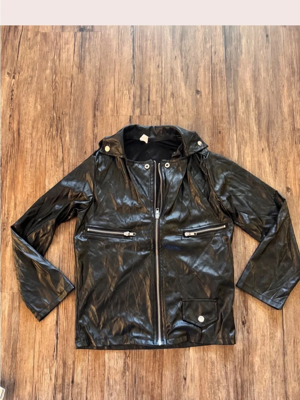 American Black Kids Faux Leather Biker Jacket Costume grease 60s boys sz 10